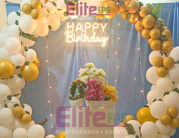Gold -White  Balloon Ring Theme - Image 2